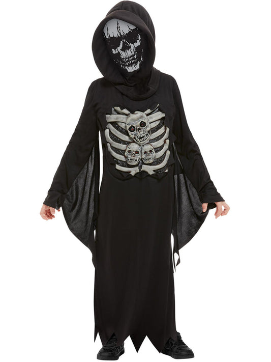 Skeleton Reaper Costume Childs Black Robe and Hooded Mask 2