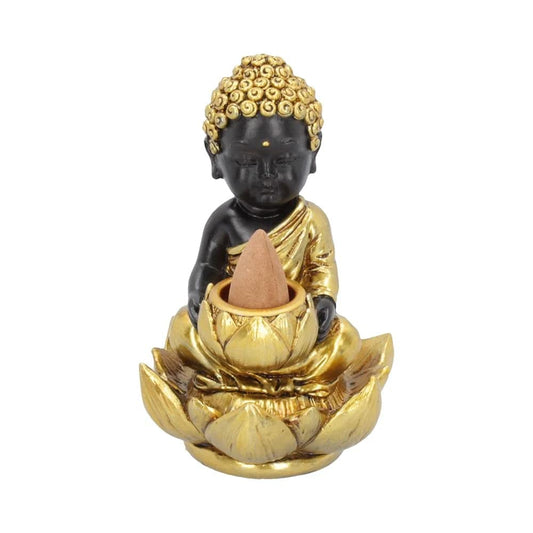 Black Gold Baby Buddha Backflow Incense Burner 103cm 10.3cm 2