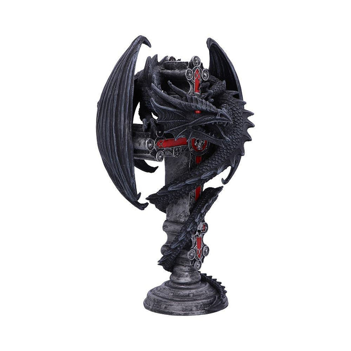 Anne Stokes Gothic Guardian Dragon Cross Candle Holder Black 26.5cm
