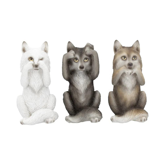 Three Wise Wolves Figurines 10cm 2