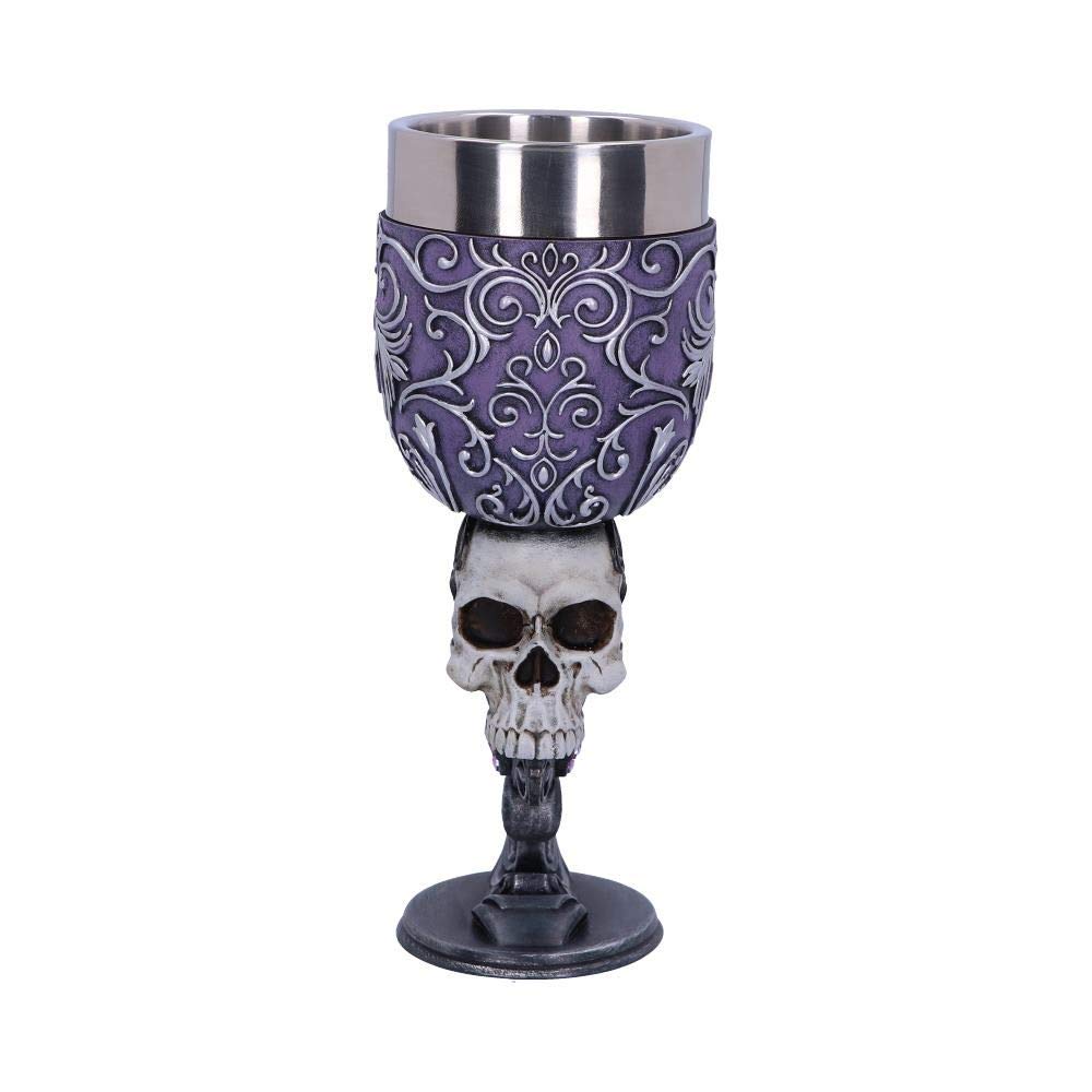 Deaths Desire Twin Skull Heart Set of Two Goblets 18.5cm 2
