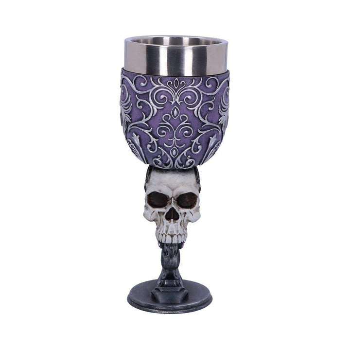 Deaths Desire Twin Skull Heart Set of Two Goblets 18.5cm 2