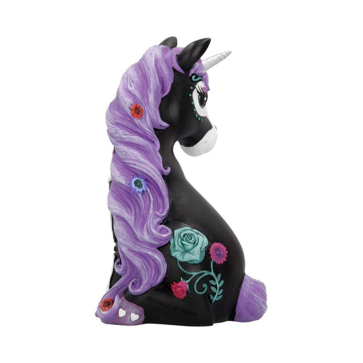 Sugarcorn Black Day of the Dead Skeleton Unicorn Figurine 22cm
