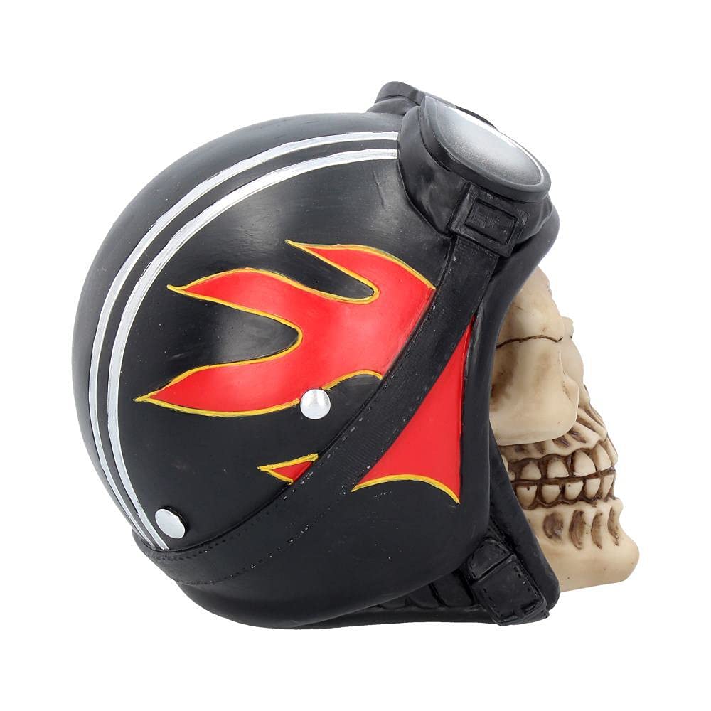 Hell Fire Biker Flame Helmet Skull Ornament 15cm