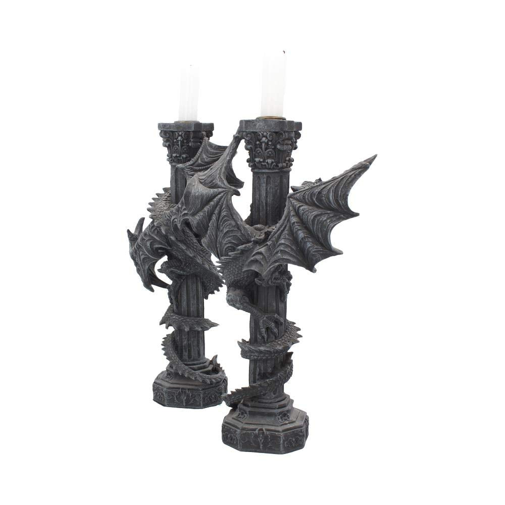 Guardians of the light Dragon Candle Holders Set 2 28cm