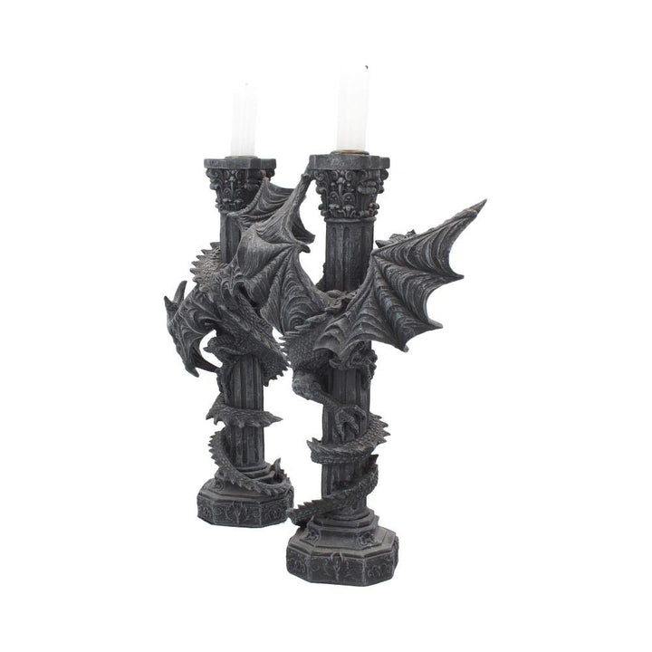 Guardians of the light Dragon Candle Holders Set 2 28cm
