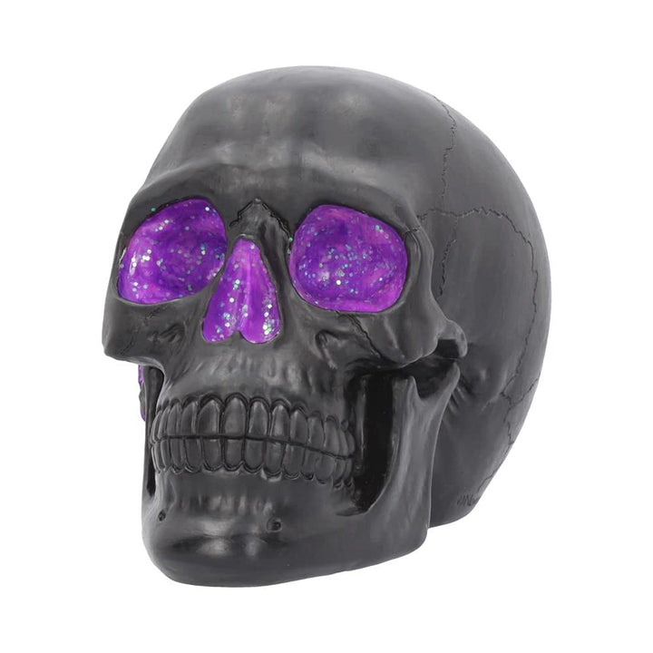 Geode Skull Black Purple Gothic Glitter Figurine 17cm