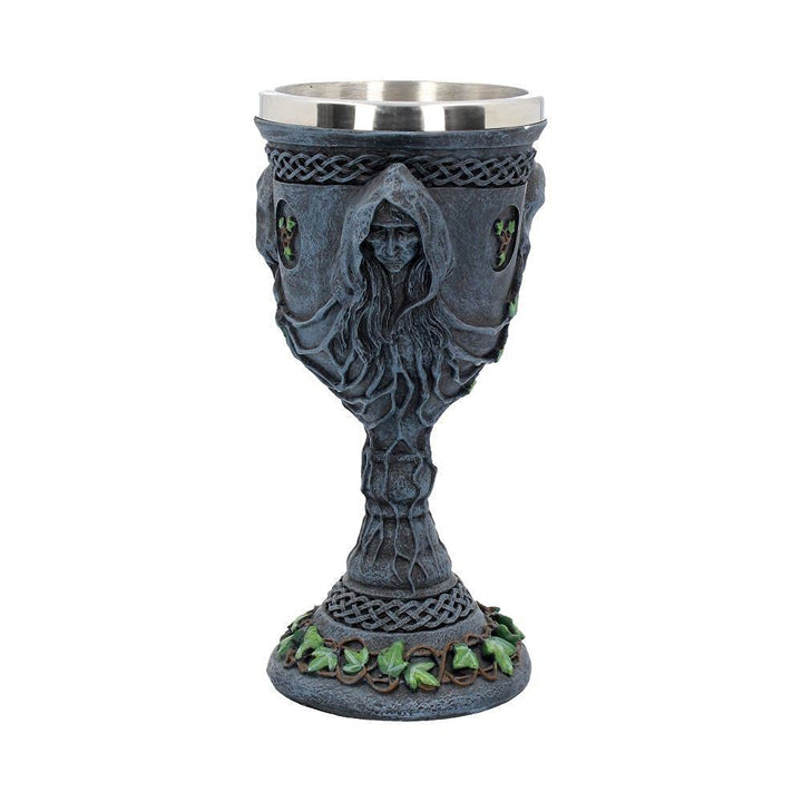 Mother Maiden and Crone Chalice Bronze Triple Goddess Wine Glass 21cm