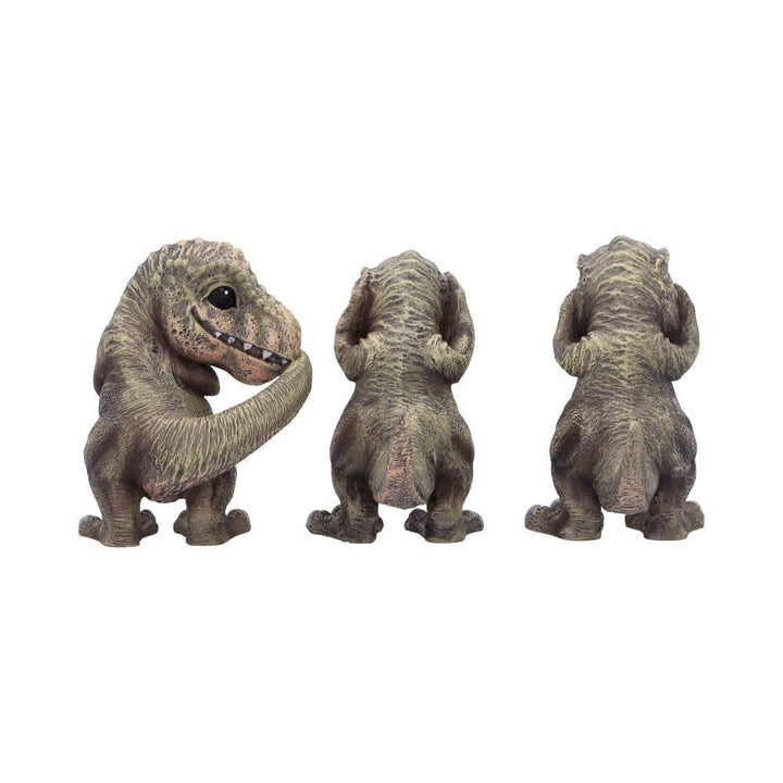Three Wise See No Hear Speak Tyrannosaurus Rex Dinosaur Figurines 9.3cm