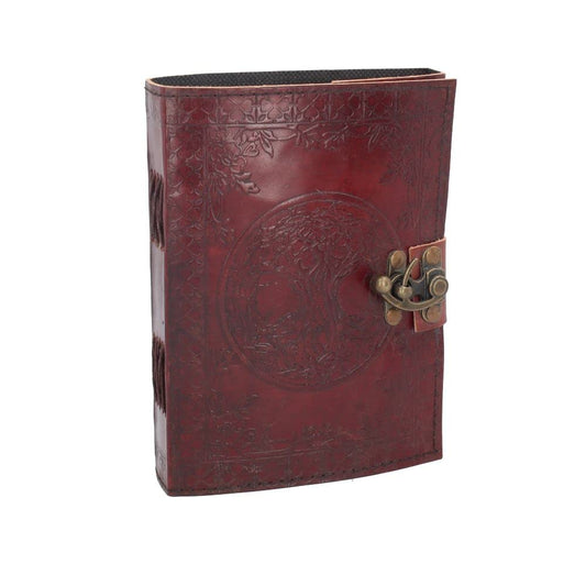 Lockable Tree of Life Red Leather Journal 15 x 21cm with Lock 2