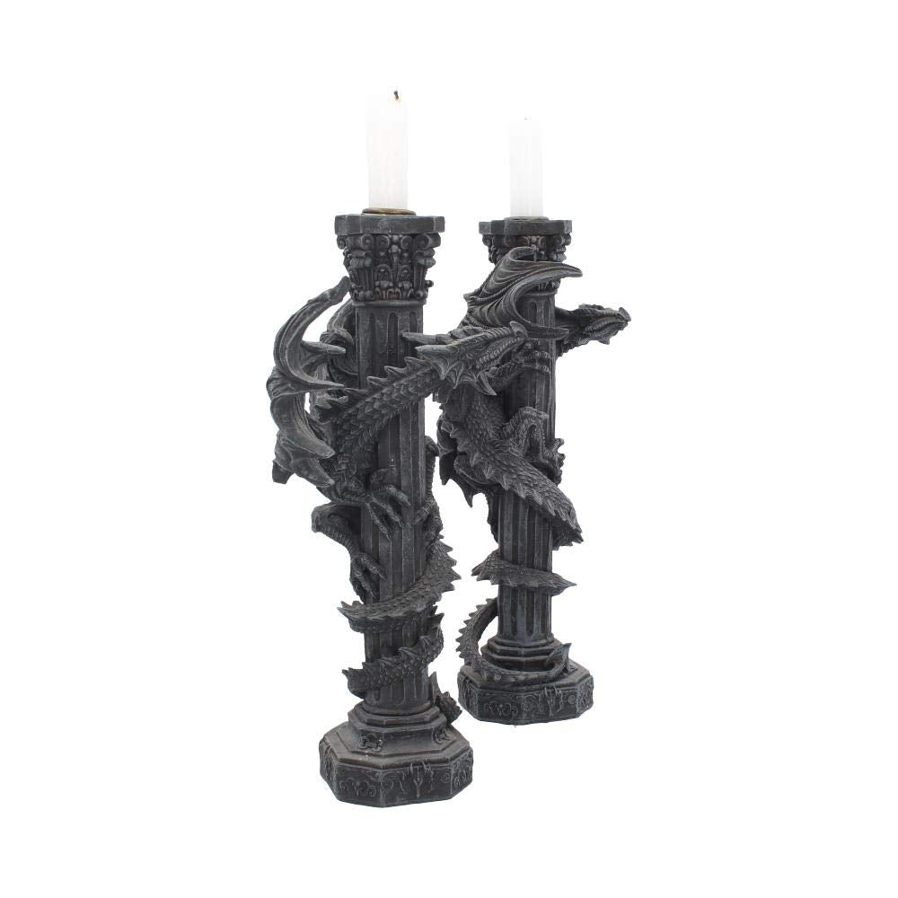 Guardians of the light Dragon Candle Holders Set 2 28cm