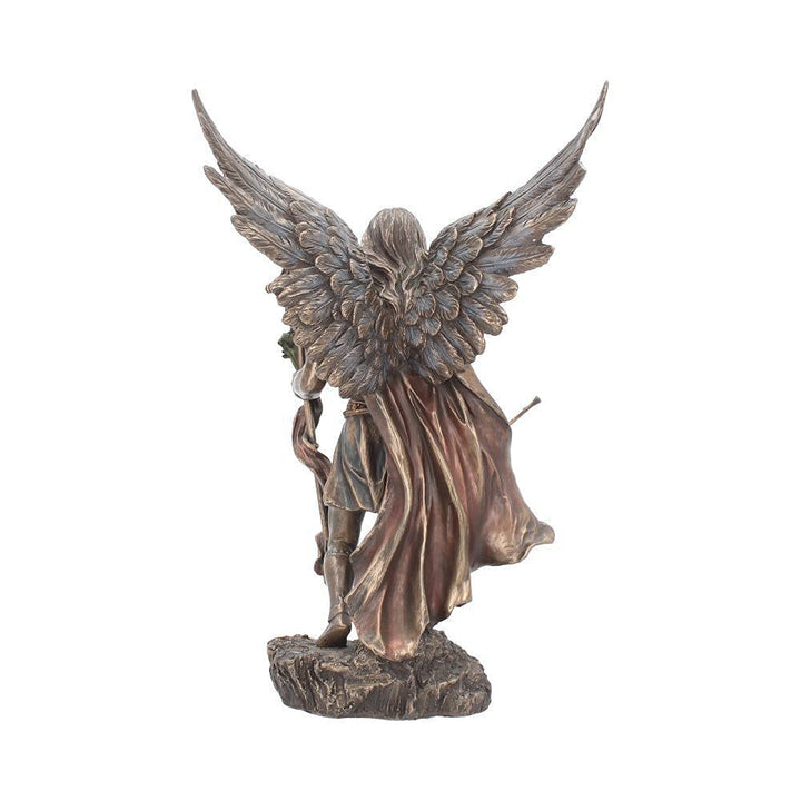 Bronzed Archangel Gabriel With Staff Religious Figurine 33.5cm