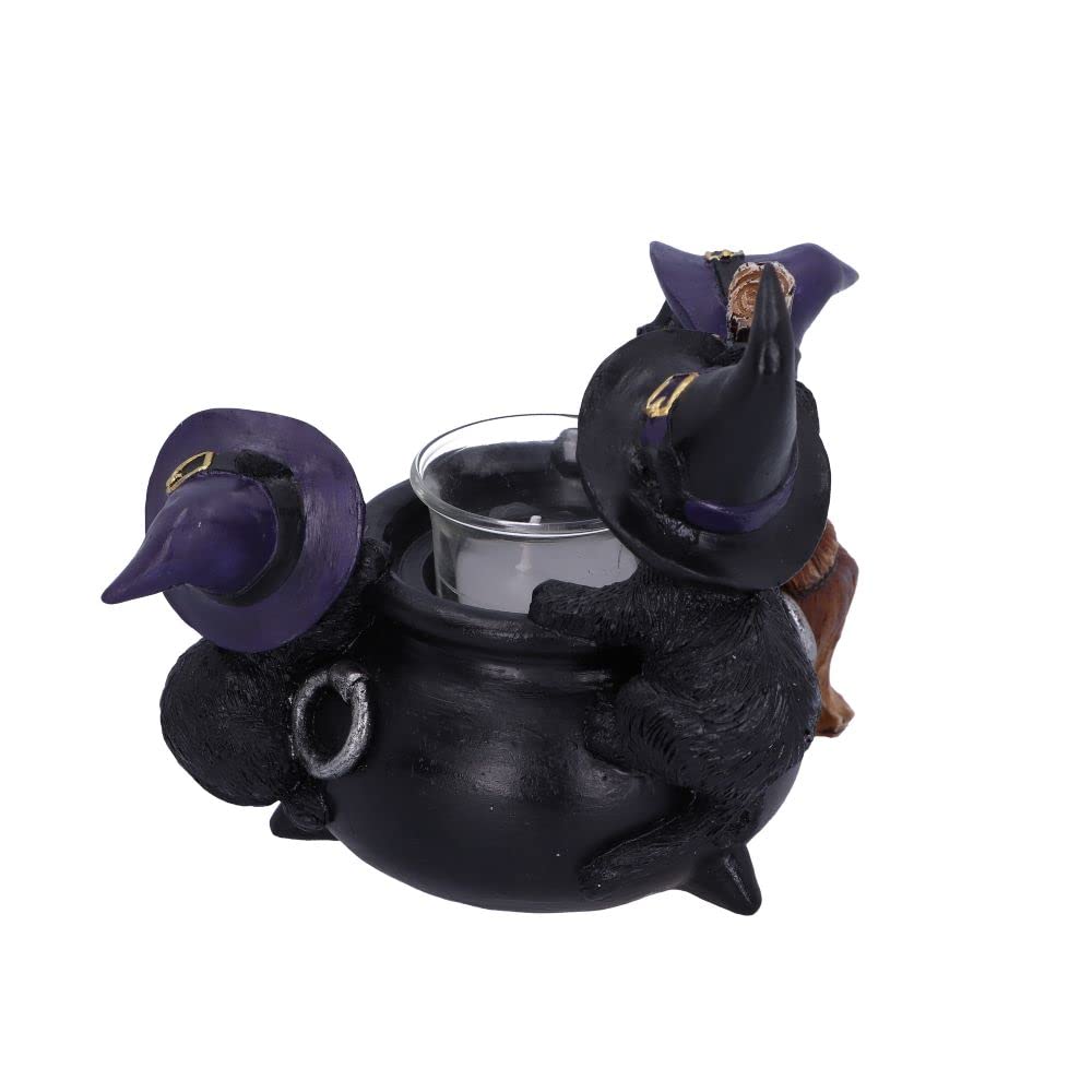 Familiar Cauldron Black Cat Candle Holder 12.5cm
