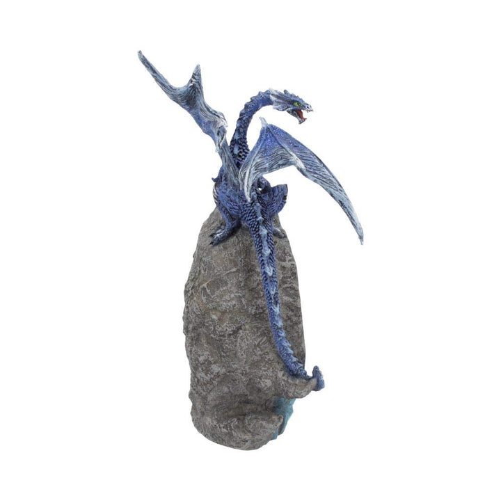 Cobalt Custodian Fantasy Blue Dragon Sitting on a Geode 23cm