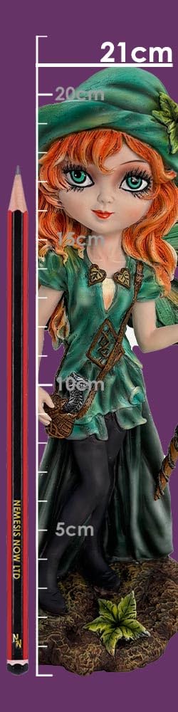 Forest Fae Fairy with Jewel Staff and Dragon Figurine 19cm