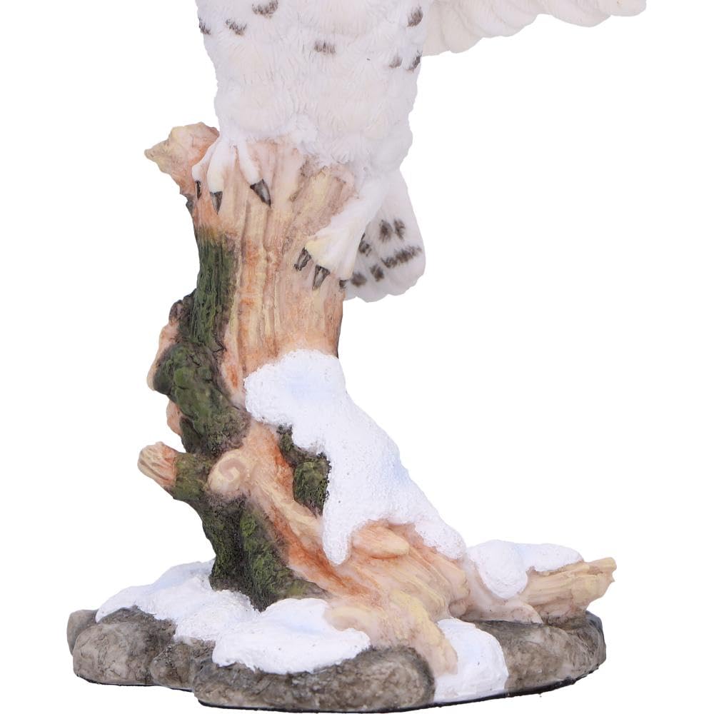 Snowfall Majestic Owl In Winter Scene 18cm
