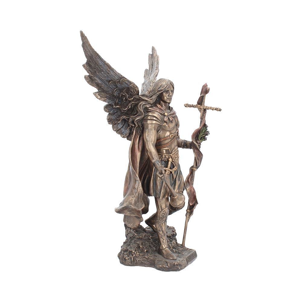 Bronzed Archangel Gabriel With Staff Religious Figurine 33.5cm