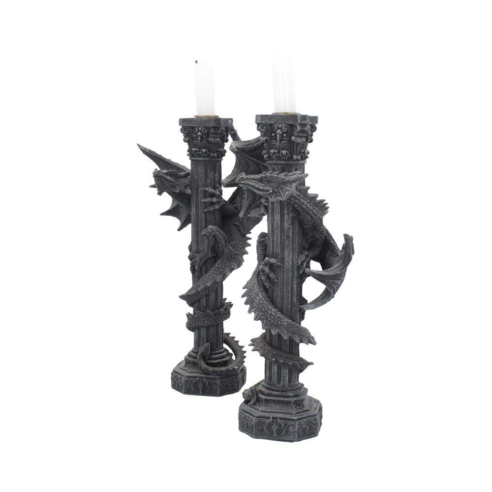 Guardians of the light Dragon Candle Holders Set 2 28cm