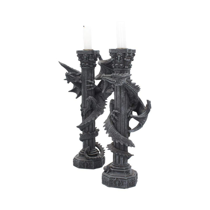 Guardians of the light Dragon Candle Holders Set 2 28cm