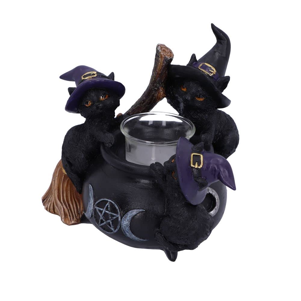 Familiar Cauldron Black Cat Candle Holder 12.5cm