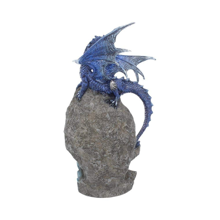 Cobalt Custodian Fantasy Blue Dragon Sitting on a Geode 23cm