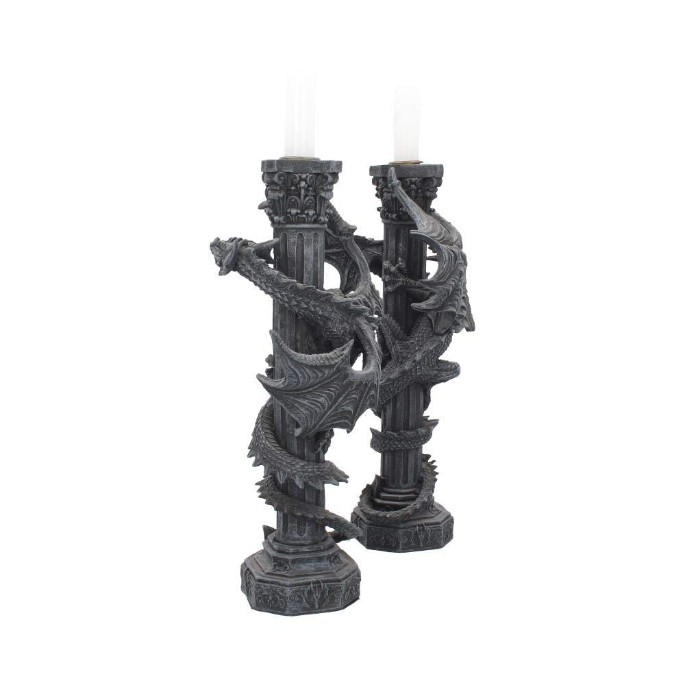 Guardians of the light Dragon Candle Holders Set 2 28cm