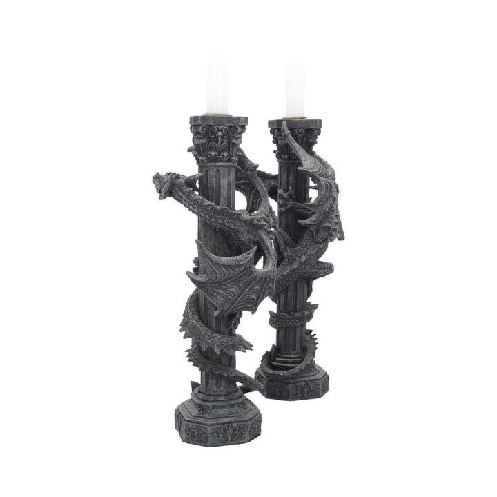 Guardians of the light Dragon Candle Holders Set 2 28cm