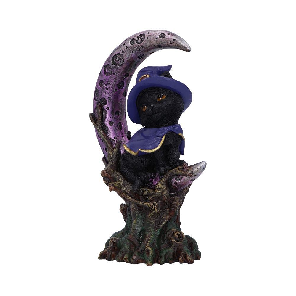 Grimalkin Witches Familiar Black Cat and Crescent Moon Figurine 18.5cm