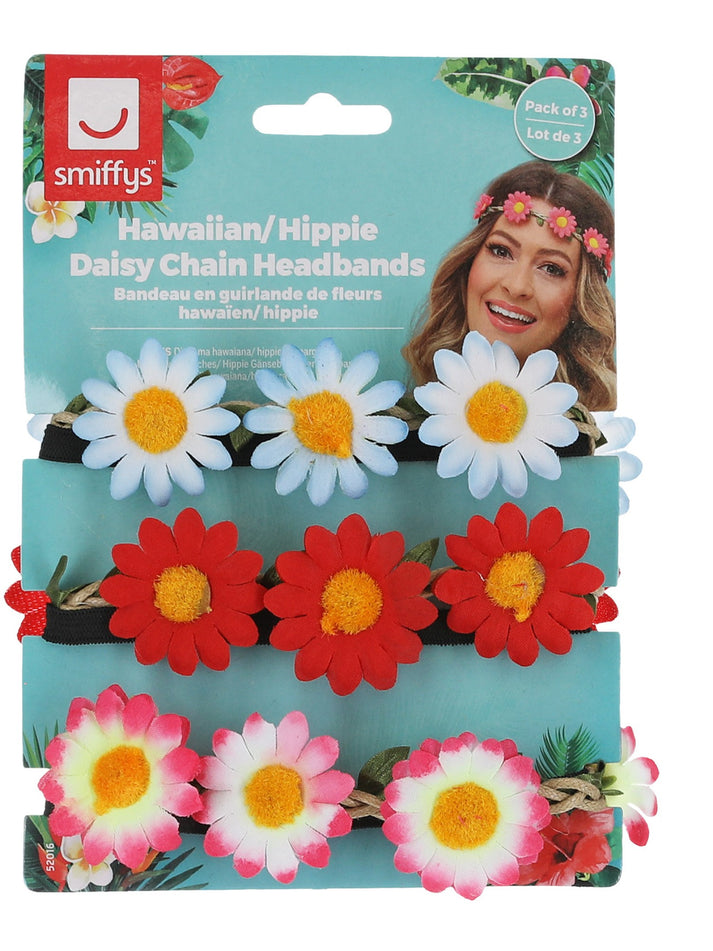Hawaiian Hippie Daisy Chain Headband Assorted Colours Pack Of 3 4