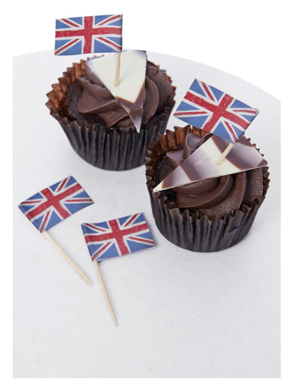 Union Jack Vintage Style Print Cupcake Toppers Paper 12 Pack