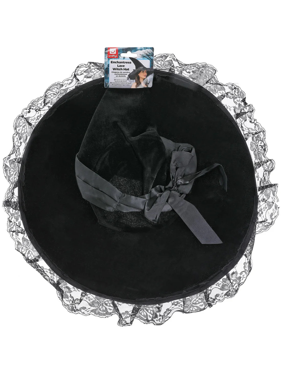 Enchantress Black Lace Witch Hat Adult Halloween Costume Accessory 2