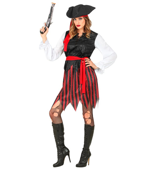 Caribbean Pirate Shirt With Vest, Skirt, Belt, Headband, Hat