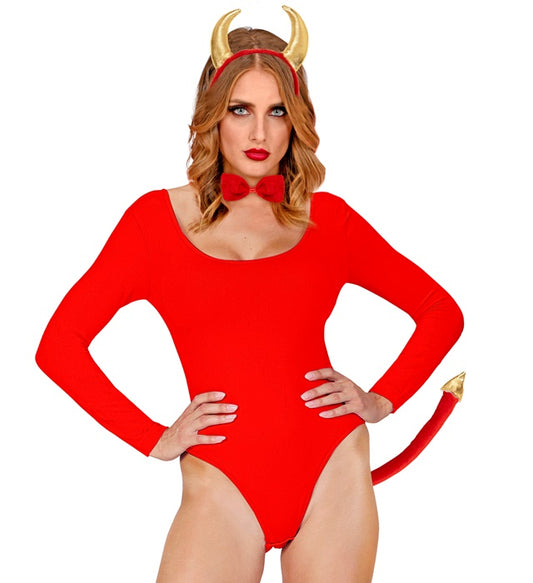 Devil Lady Dress-Up Set Horns, Bowtie, Tail