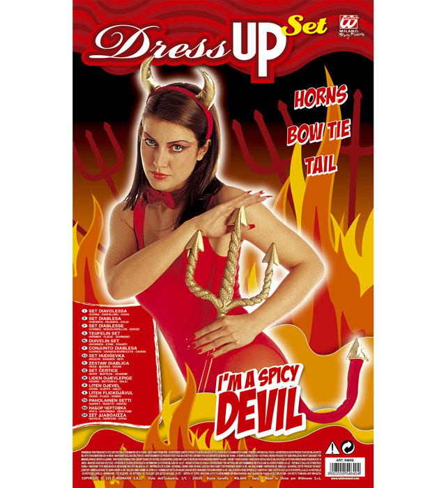 Devil Lady Dress-Up Set Horns, Bowtie, Tail