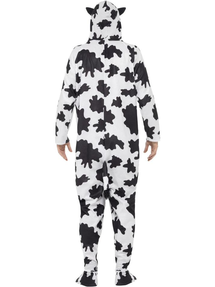 Cow Costume Adult Unisex White Black Hooded Jumpsuit