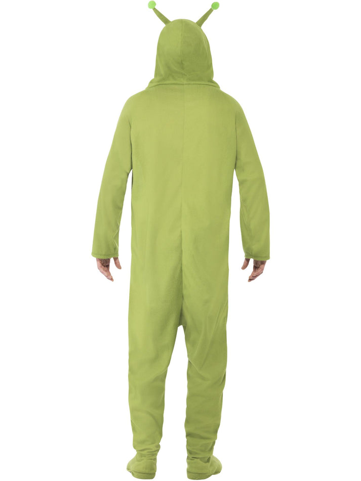Adult Alien Costume Green All In One with Antennae Topped Hood