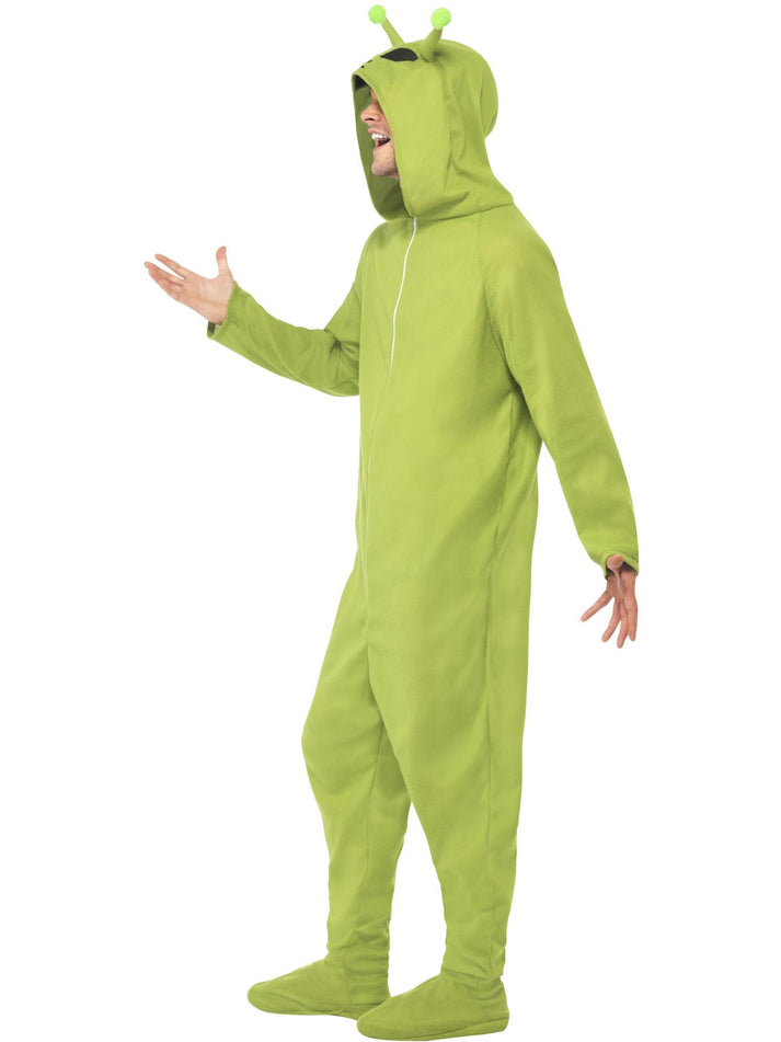 Adult Alien Costume Green All In One with Antennae Topped Hood