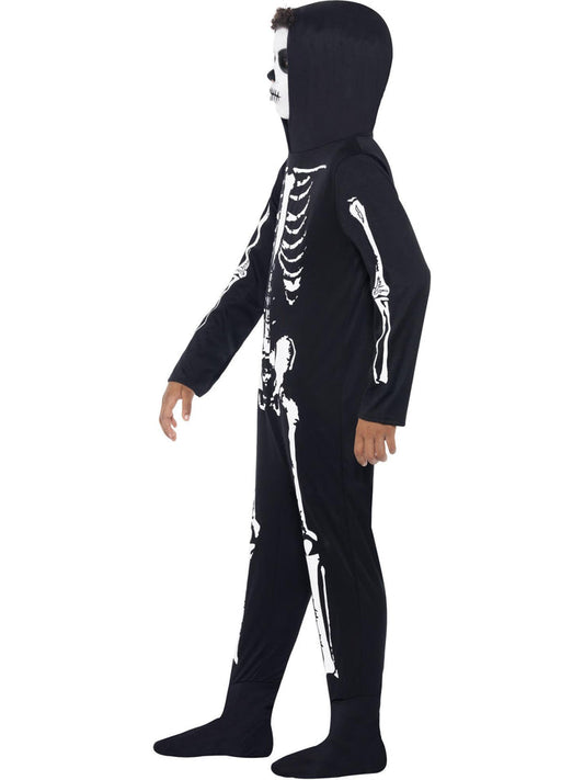 Kids Skeleton Black Hooded All in One Halloween Costume 2
