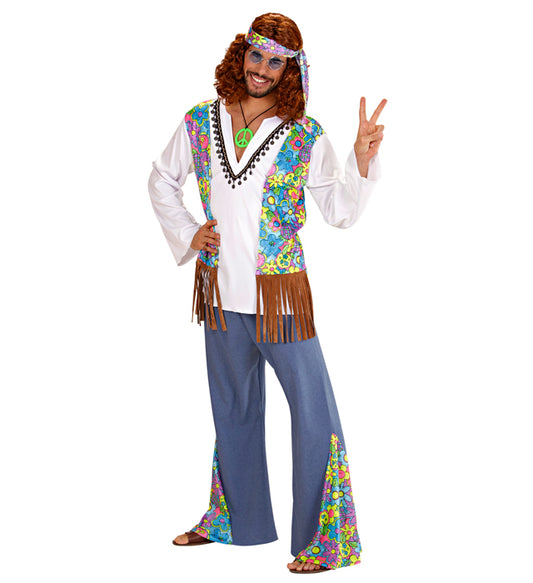 Woodstock Hippie Man Shirt Withvest, Pants, Headband