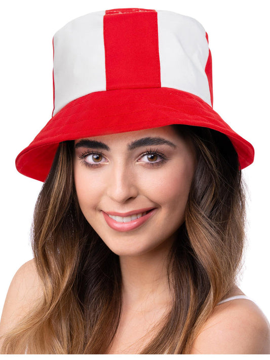 England Bucket Hat Adult White and Red 2