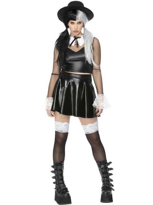 Gothic School Girl Costume for Women Top and Skirt