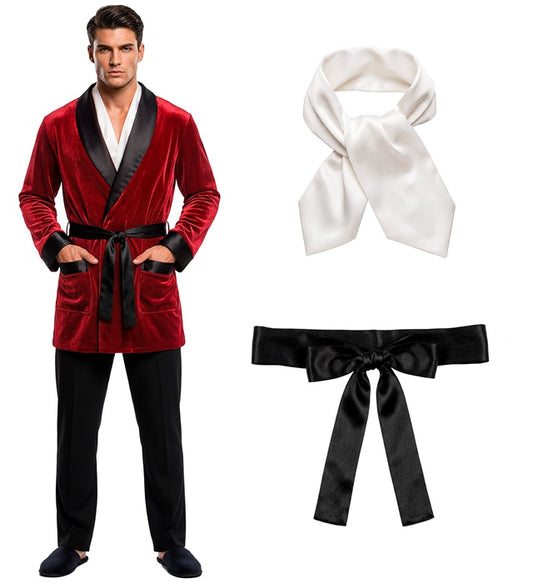 Playboy Velvet Jacket, Belt, Scarf