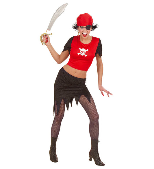 Pirate Top With Light-Up Skull, Skirt, Bandana, Eye-Patch