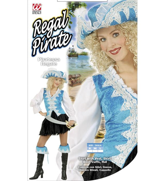 Regal Pirate Velvet - Turquoise Shirt With Vest, Skirt, Boot Cuffs, Hat
