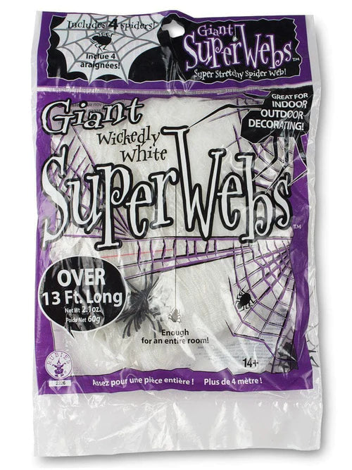 60 gram White Spiderwebs with 4 Spiders_1