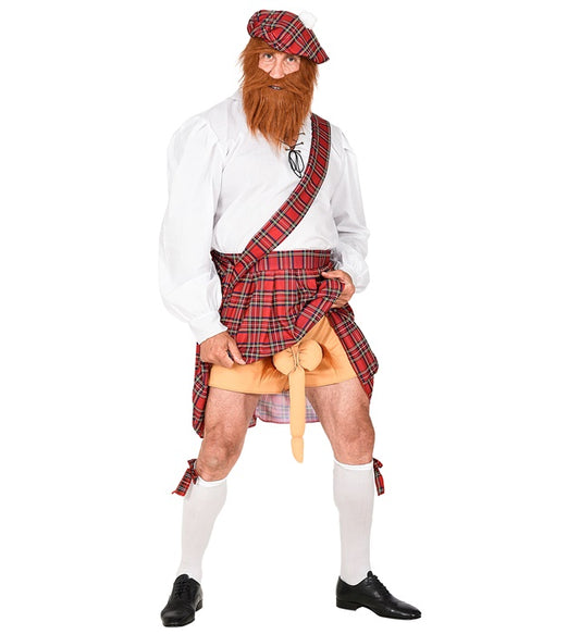 Cocky Scotsman Shirt, Kilt, Sash, Shorts With Phallus, Hat With Beard