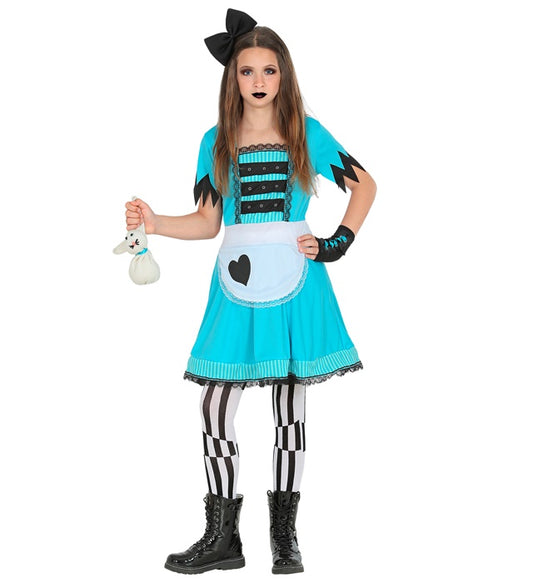 Wonderland Girl Dress, Footless Tights, Fingerless Gloves, Hair Bow