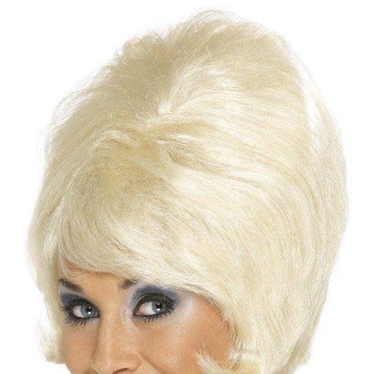 Adult 60s Beehive Short Blonde Bouffant Wig Retro Glamour Costume Hair 2
