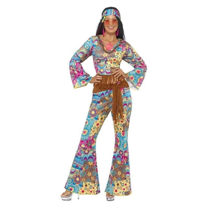 60s Hippy Flower Power Costume Adult Blue Yellow_4