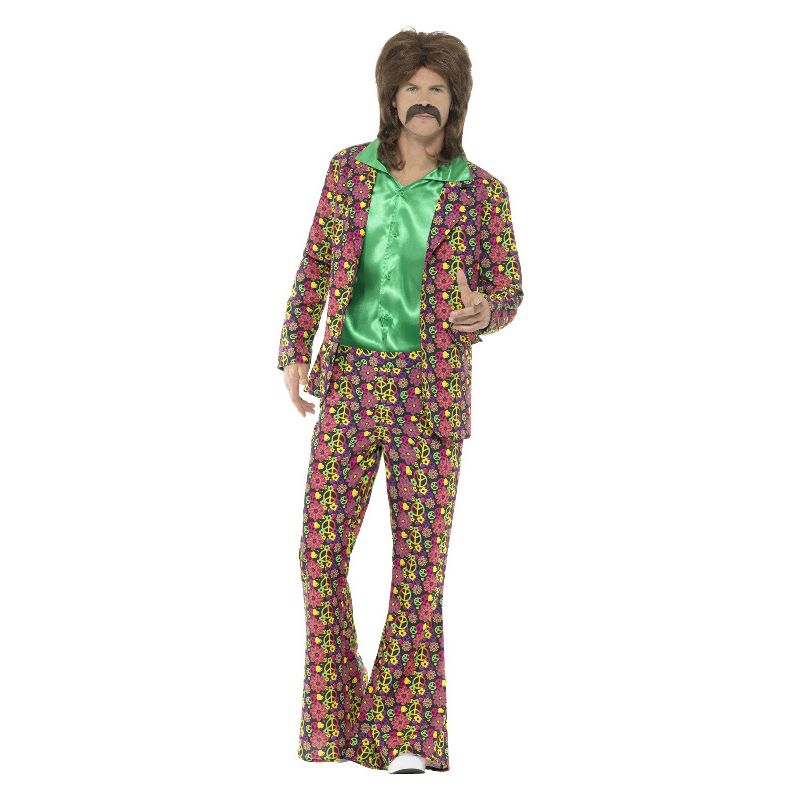 60s Psychedelic Costume CND Suit Multi-Coloured Adult_1